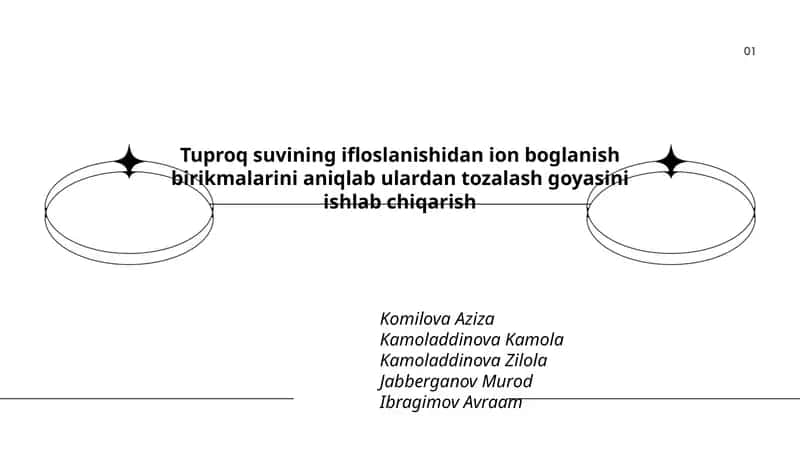 Tuproq suvining ifloslanishidan ion boglanish birikmalarini aniqlab ulardan tozalash goyasini ishlab chiqarish 1