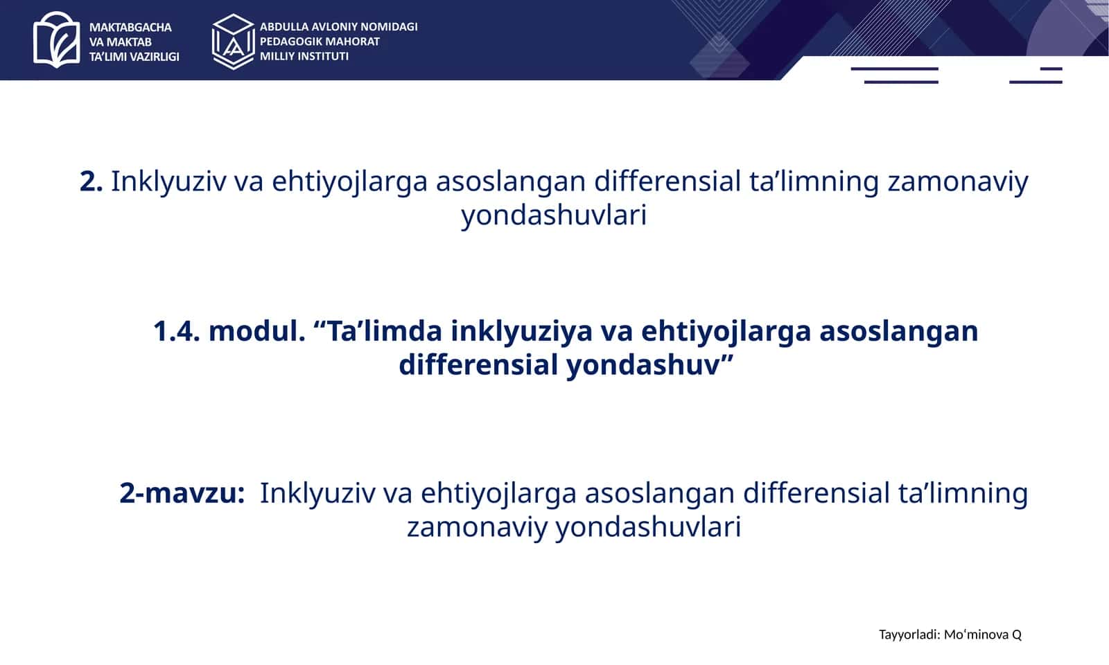 Inklyuziv va ehtiyojlarga asoslangan differensial ta’limning zamonaviy yondashuvlari 1