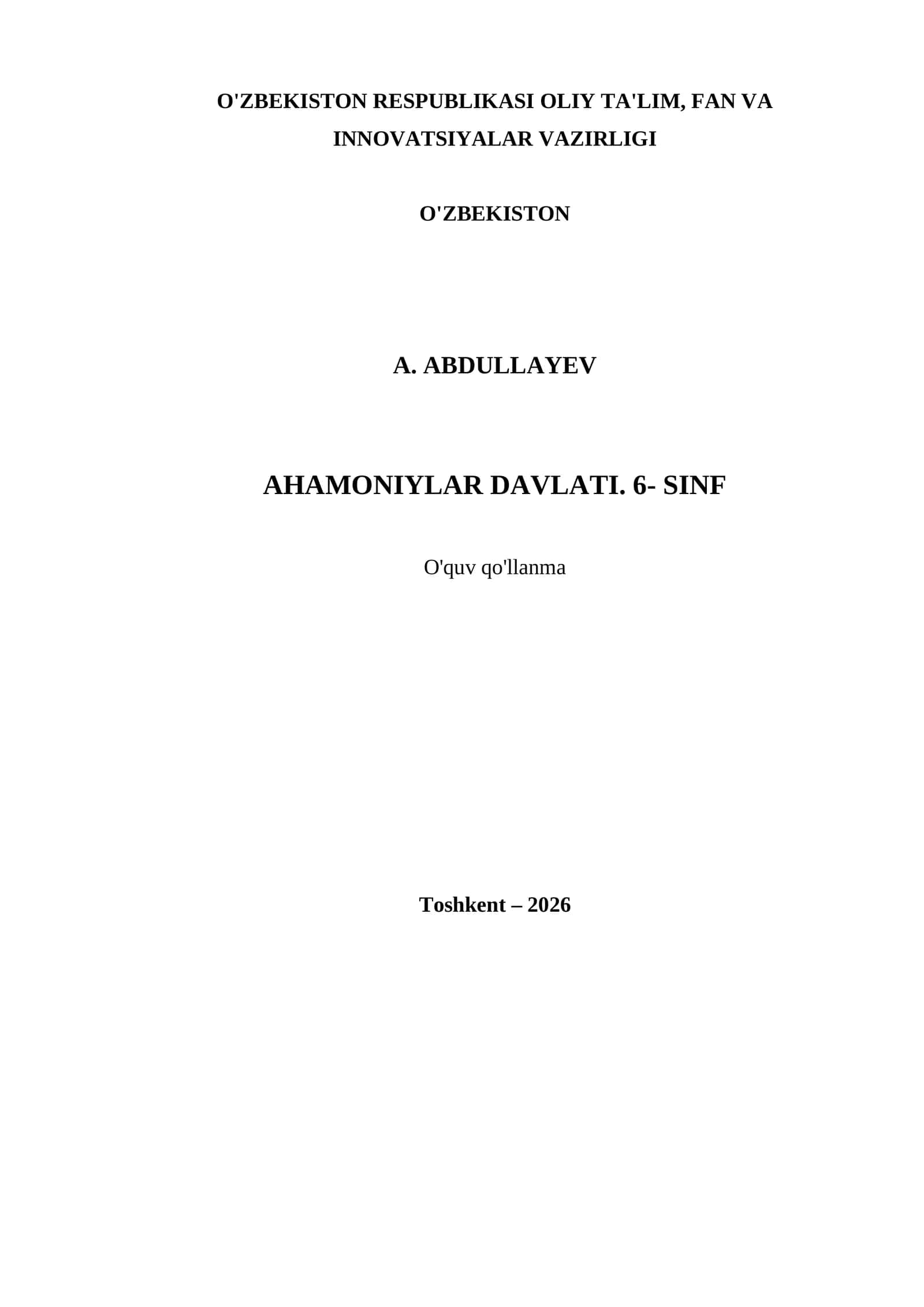 AHAMONIYLAR DAVLATI. 6- SINF 1