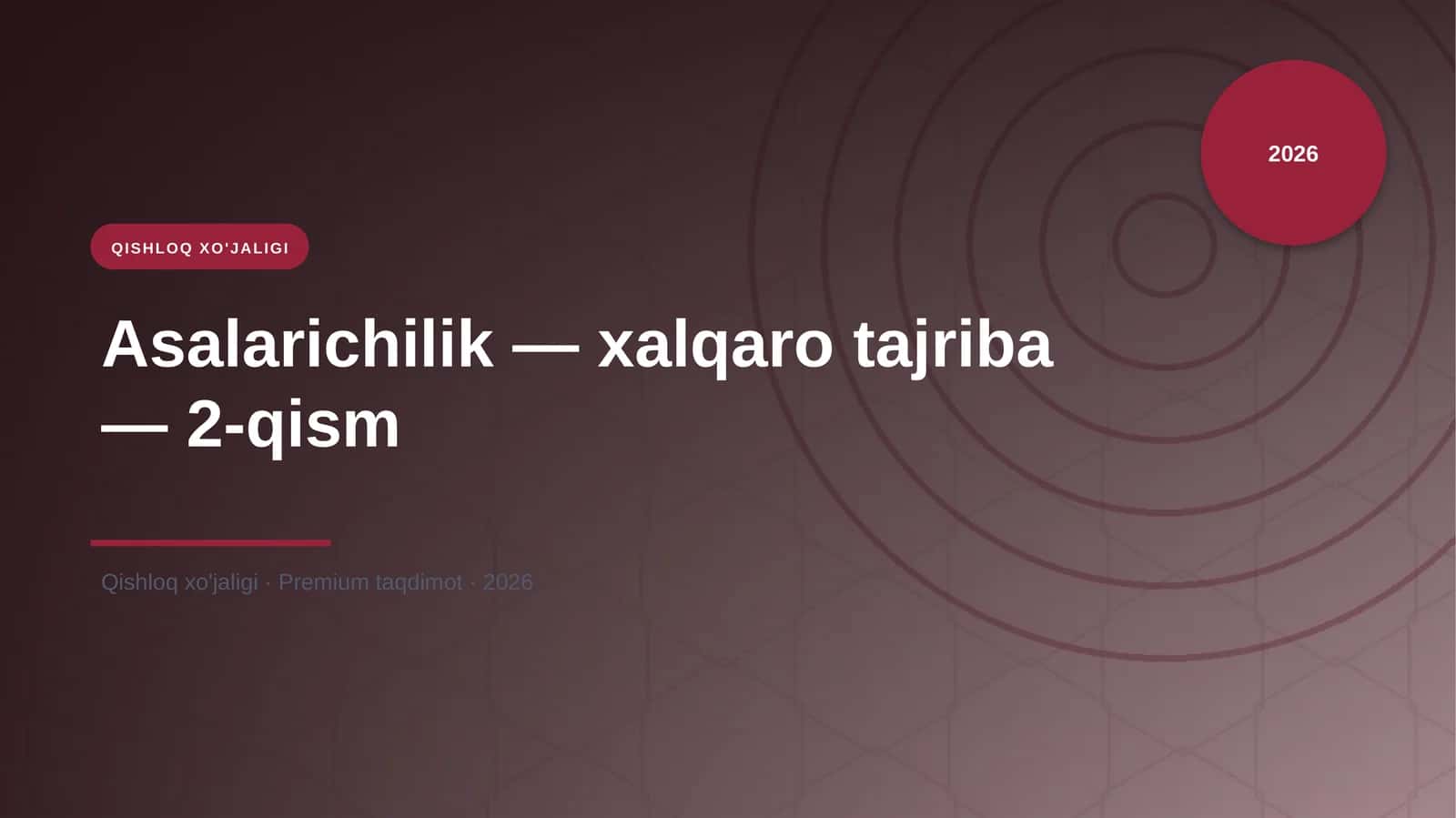 Asalarichilik — xalqaro tajriba — 2-qism 1