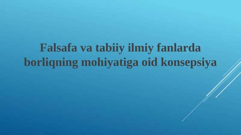 Borliq Tushunchasi 1