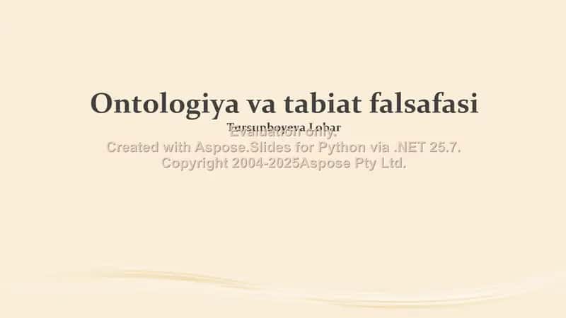 Ontologiya va tabiat falsafasi 1