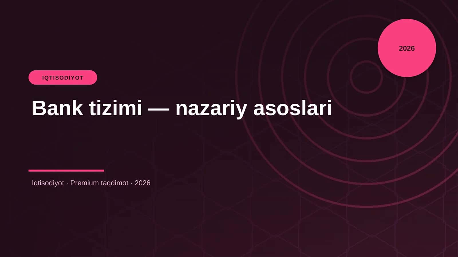 Bank tizimi — nazariy asoslari 1