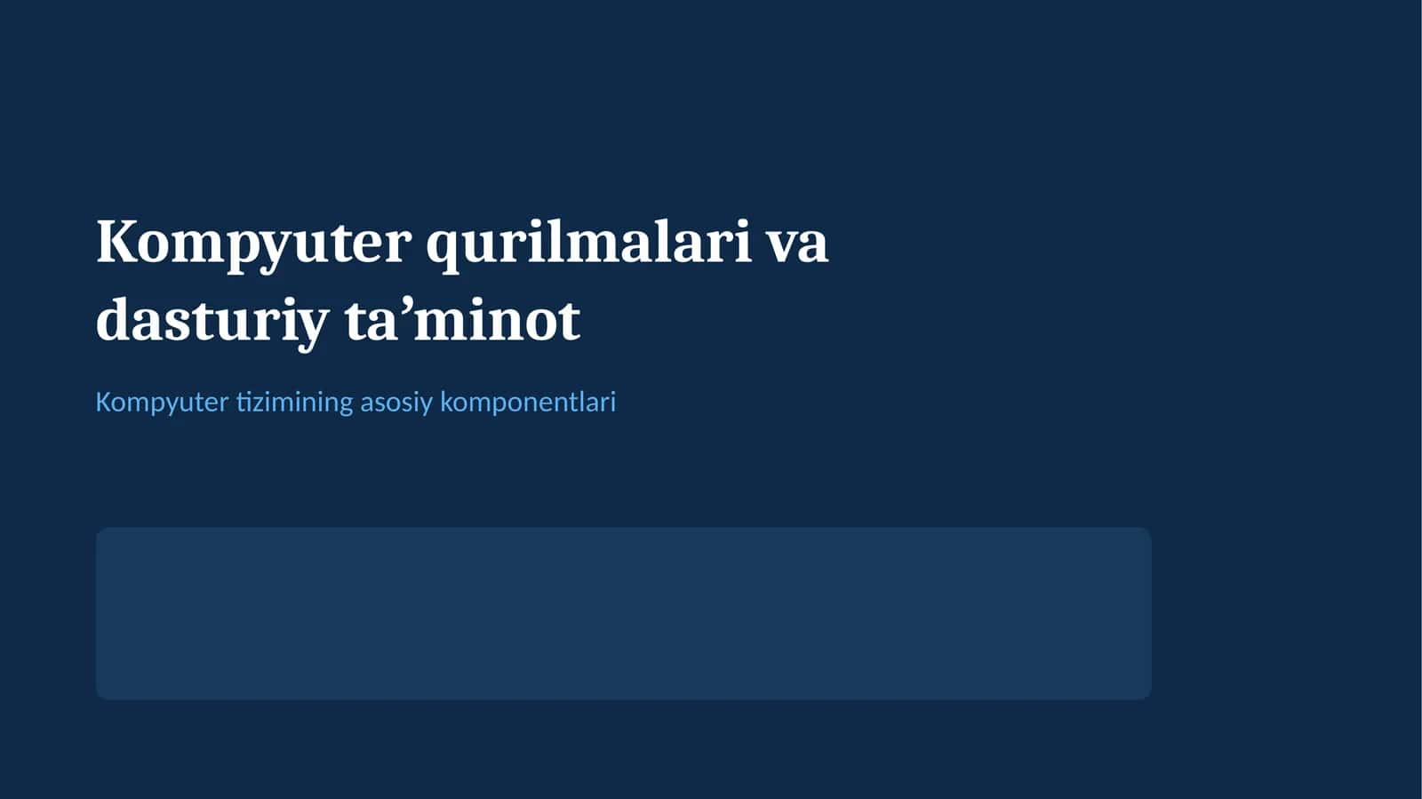 Kompyuter qurilmalari va dasturiy taʼminot 1