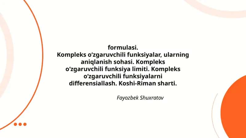 Kompleks o‘zgaruvchili funksiyalar 1