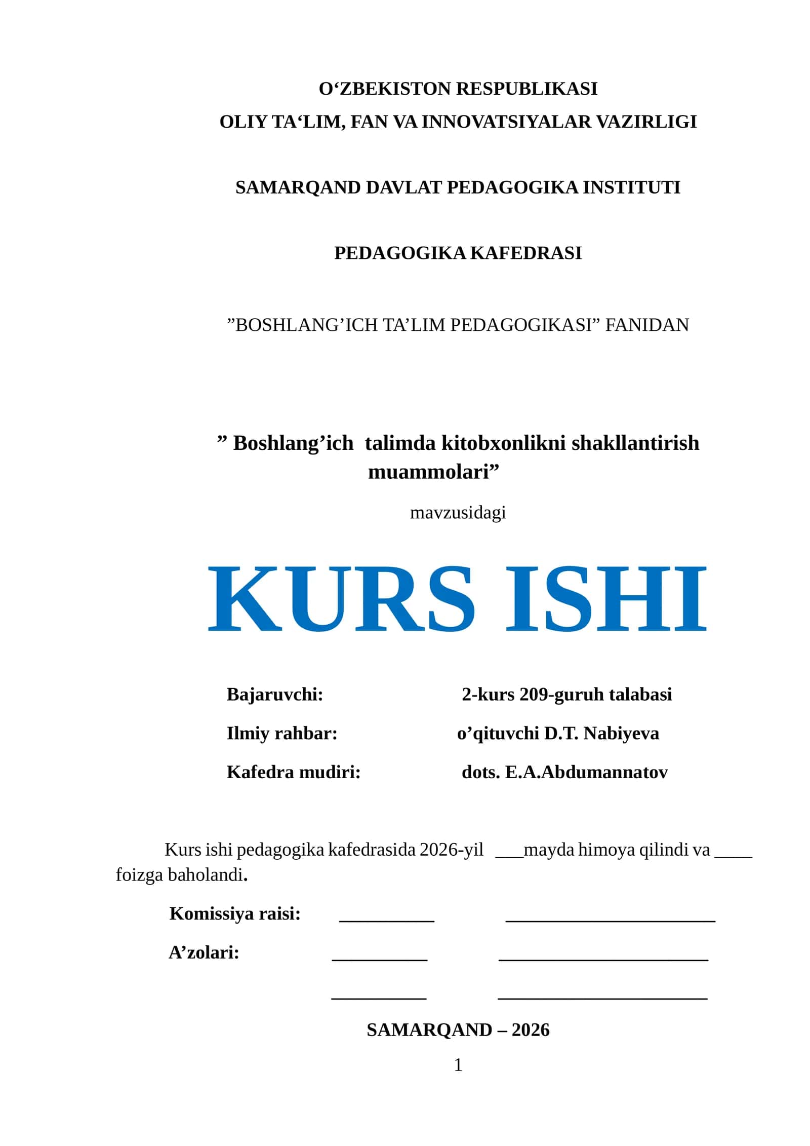 Boshlang’ich talimda kitobxonlikni shakllantirish muammolari 1