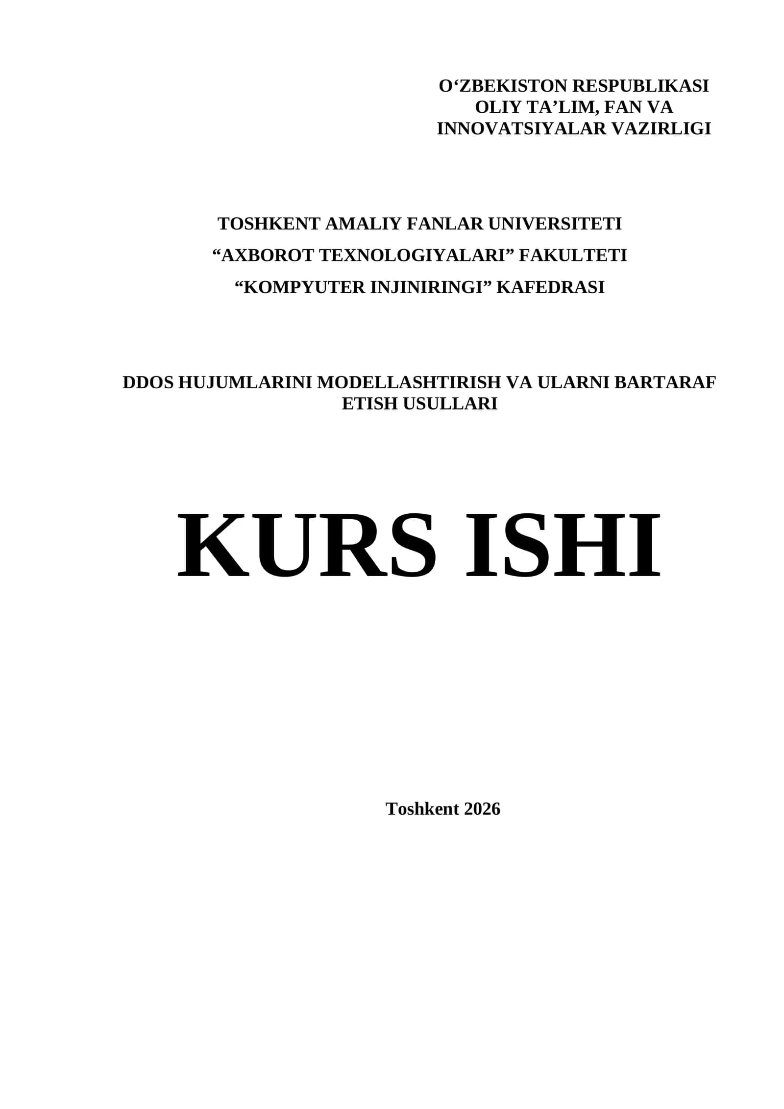 DDOS Hujumlarini Modellashtirish va Ularni Bartaraf Etish Usullari 1