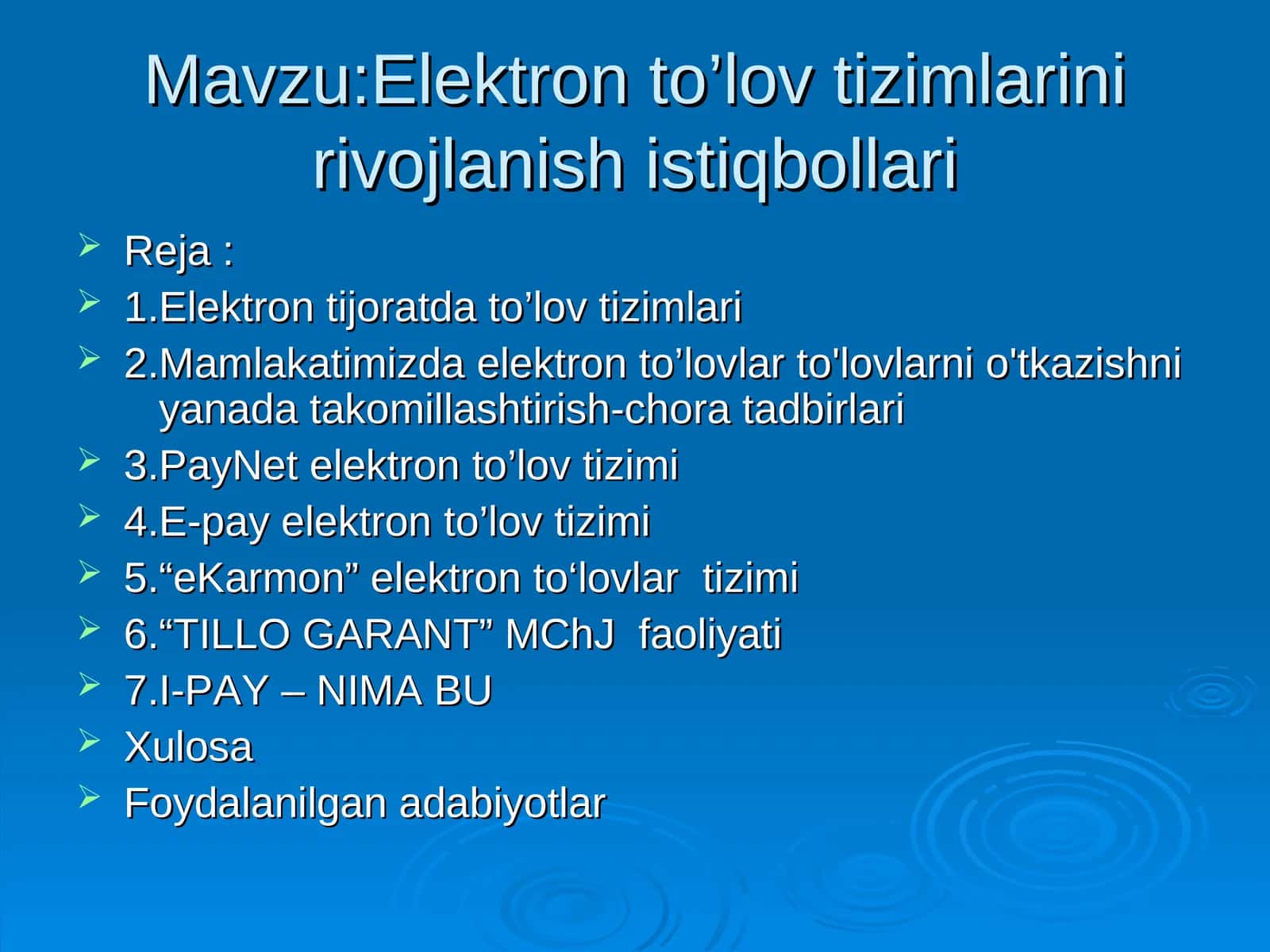 Elektron to’lov tizimlarini rivojlanish istiqbollari 1