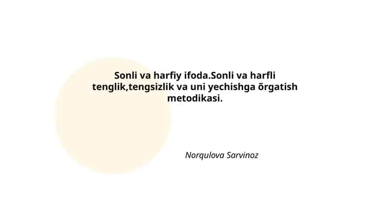 Sonli va harfiy ifoda 1