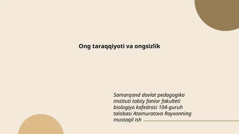 Ong taraqqiyoti va ongsizlik 1