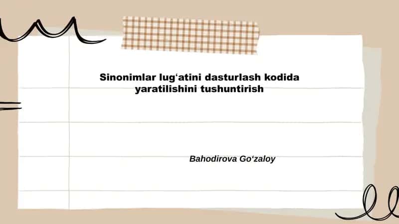 Sinonimlar lugʻatini yaratish 1