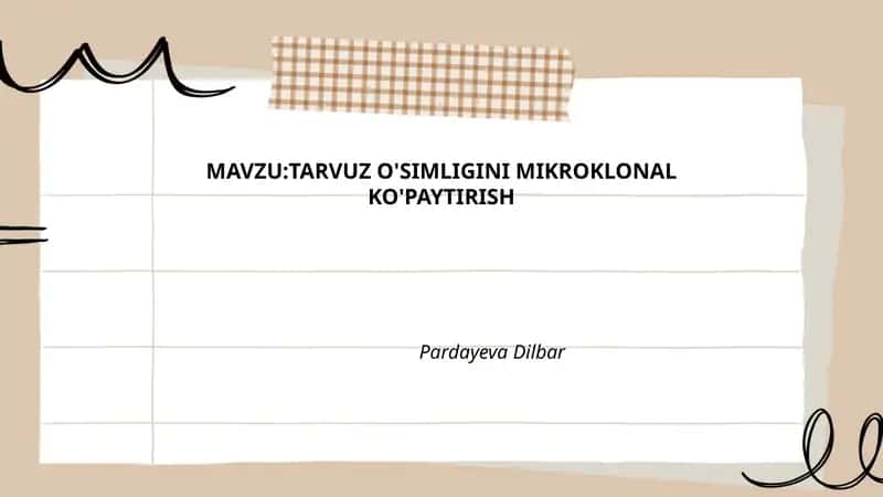 TARVUZ O'SIMLIGINI MIKROKLONAL KO'PAYTIRISH 1