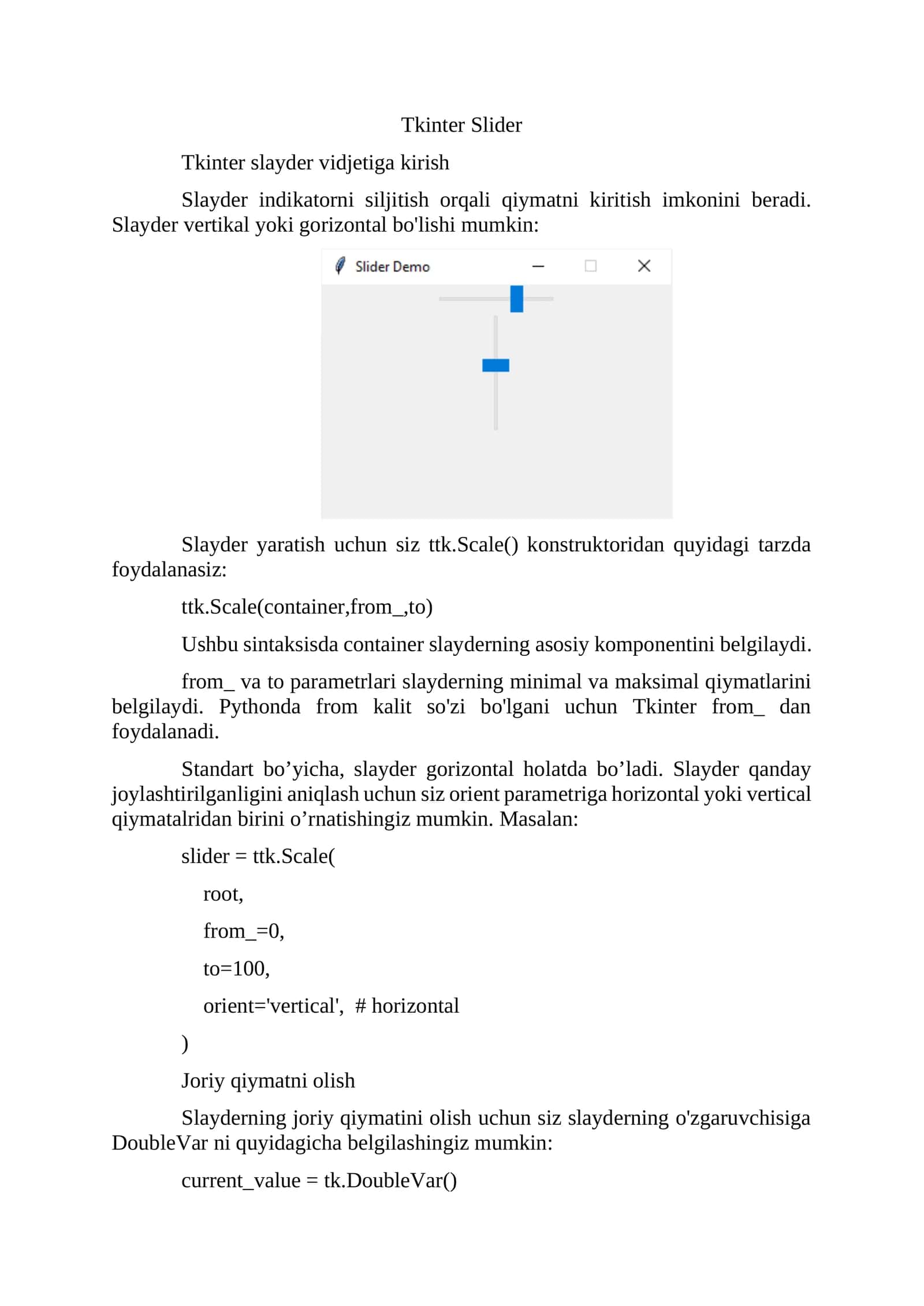 Tkinter Slider 1