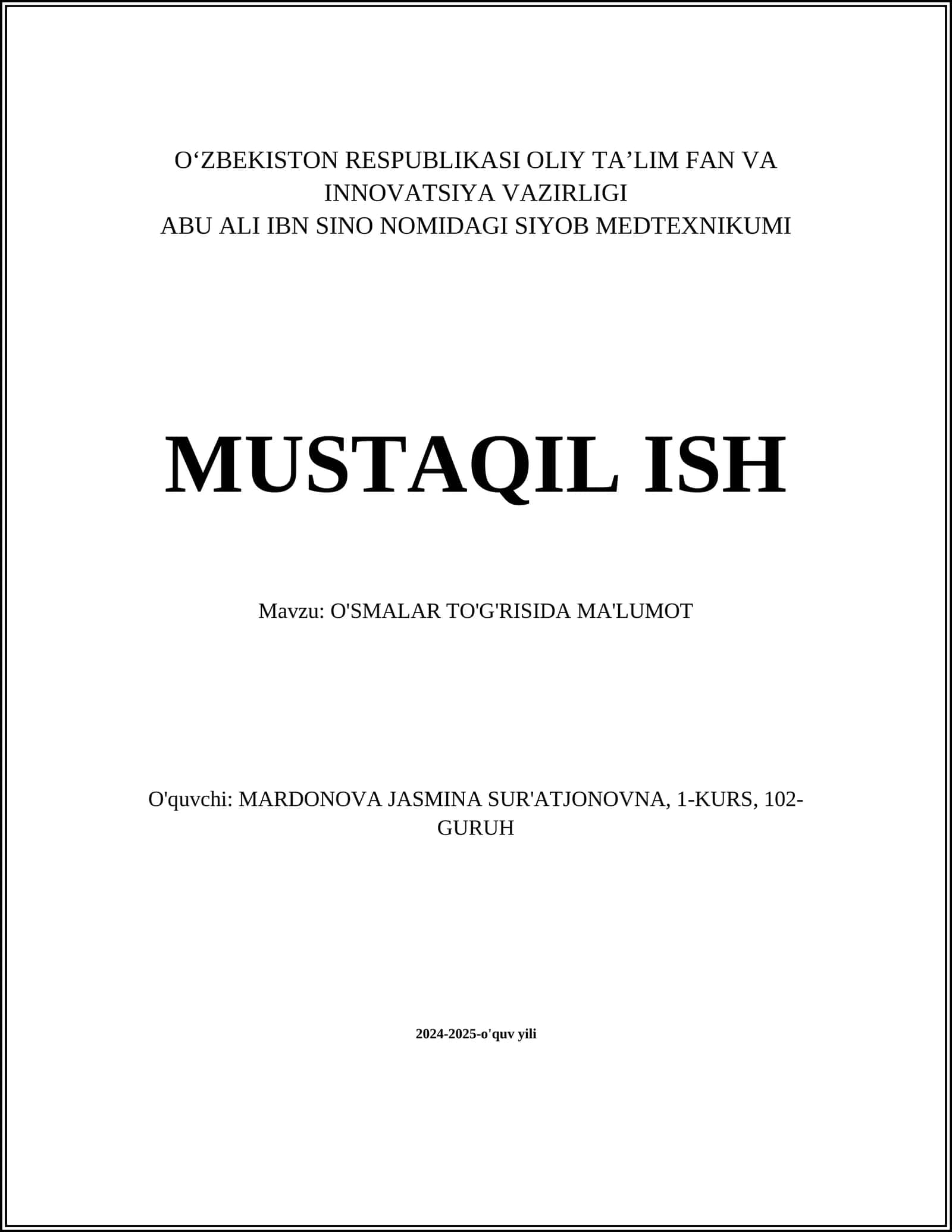 O'SIMLIKLAR TURLARI 1