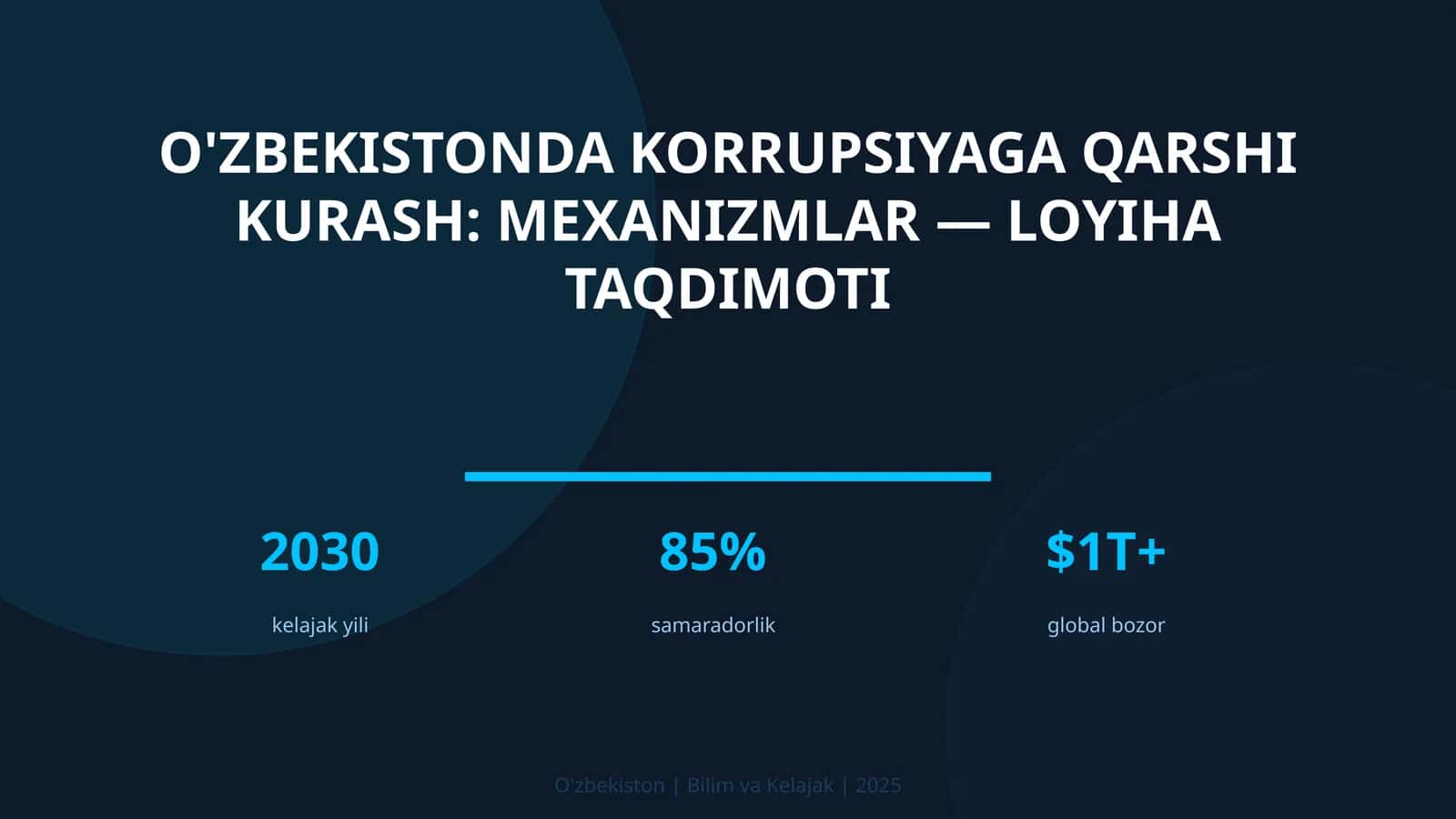O'zbekistonda korrupsiyaga qarshi kurash: mexanizmlar — loyiha taqdimoti 1