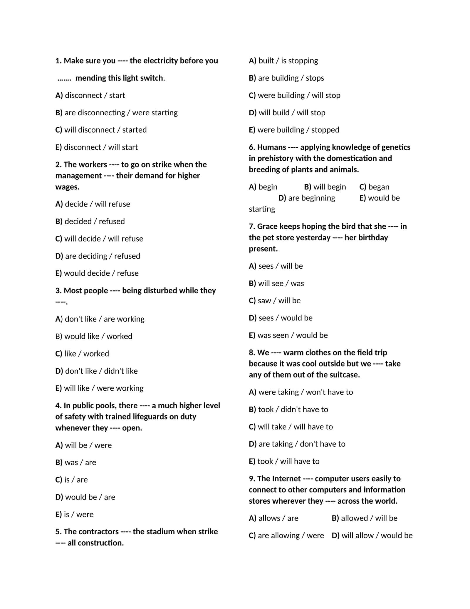 tense test 1