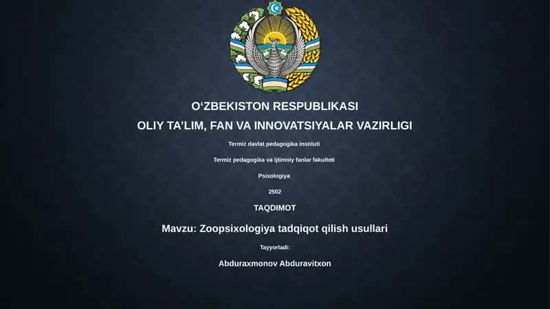 Zoopsixologiya tadqiqot qilish usullari 1