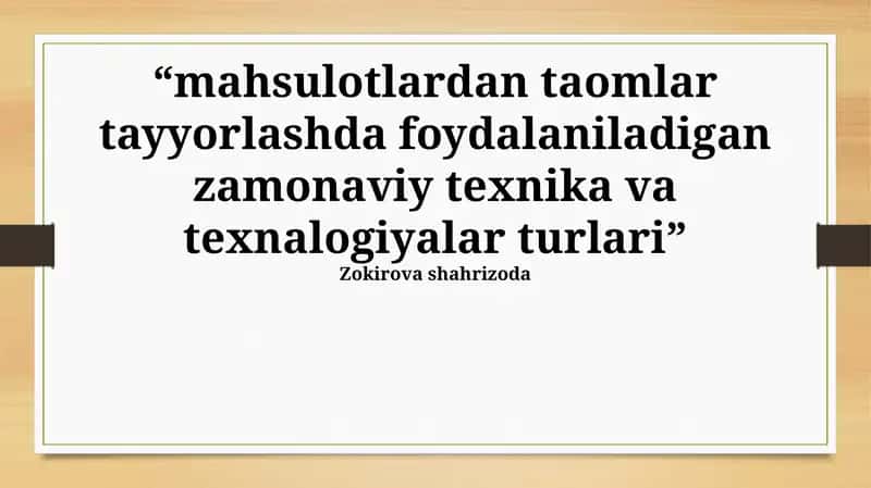 Oziq-ovqat Saqlash Texnologiyalari 1
