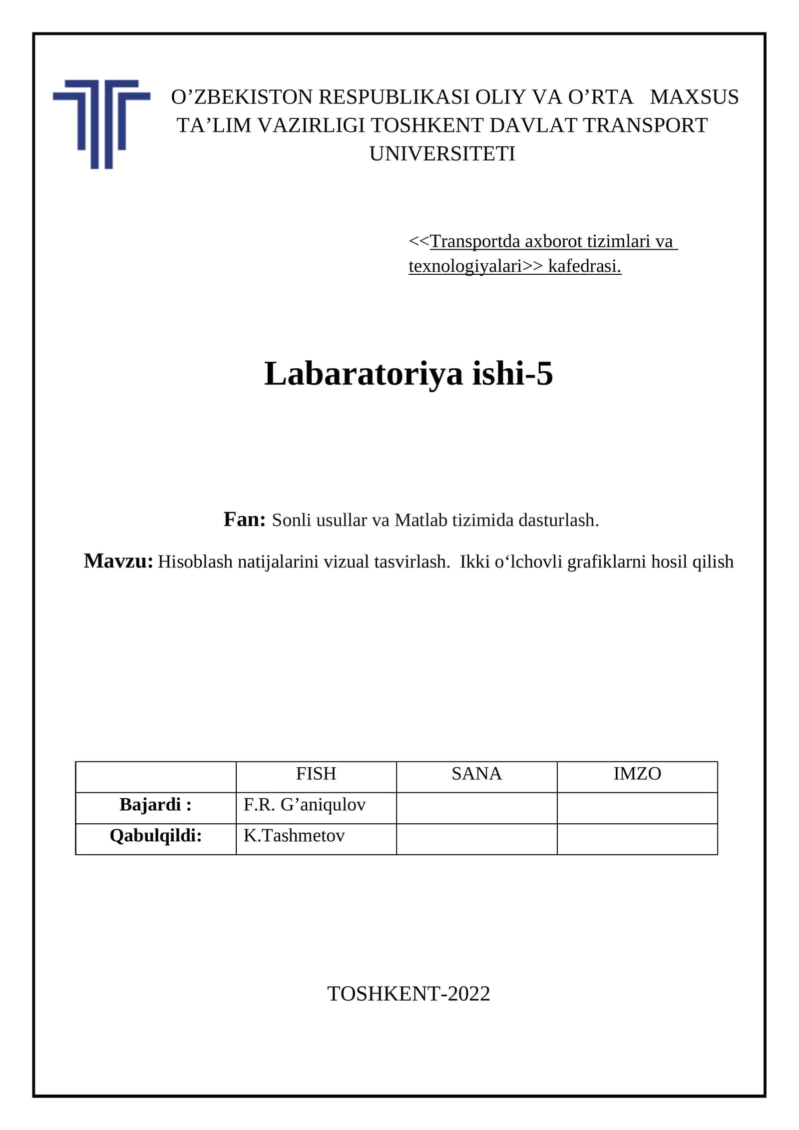 Hisoblash natijalarini vizual tasvirlash. Ikki o‘lchovli grafiklarni hosil qilish 1