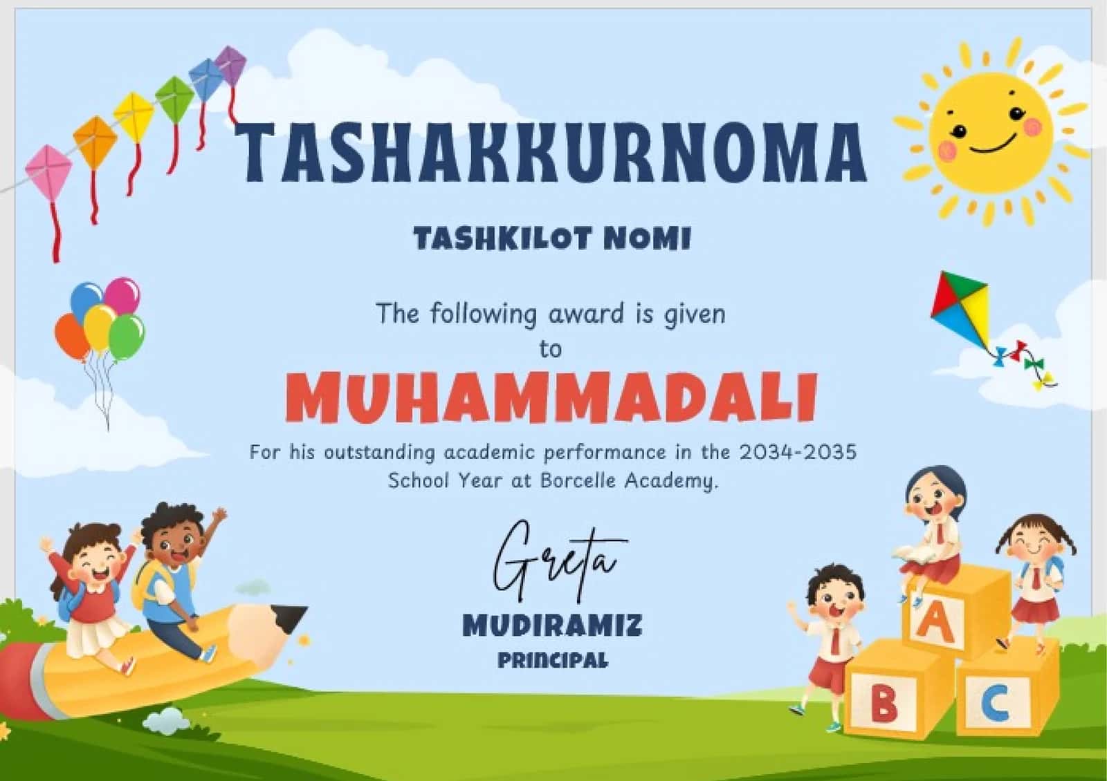 Tashakkurnoma 1