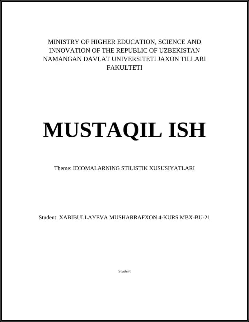 IDIOMALARNING STILISTIK XUSUSIYATLARI 1