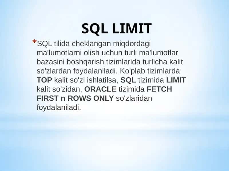 SQL LIMIT 1