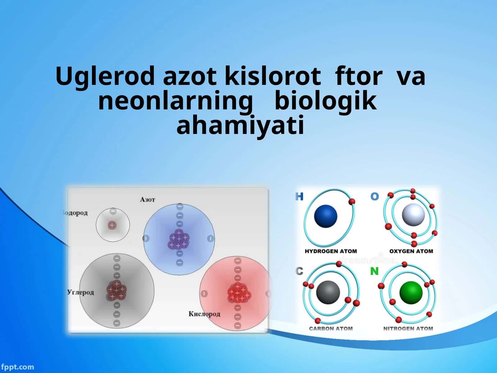 Uglerod azot kislorot ftor vaneonlarning biologikahamiyati 1