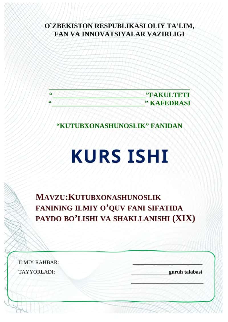 KUTUBXONASHUNOSLIK FANINING ILMIY O’QUV FANI SIFATIDA PAYDO BO’LISHI VA SHAKLLANISHI (XIX) 1
