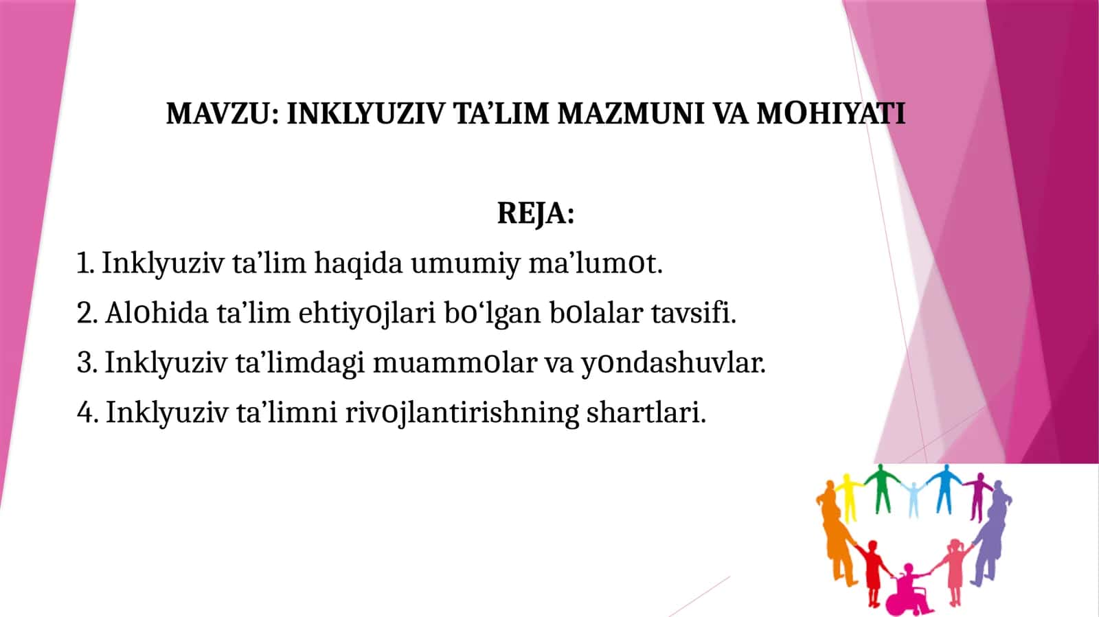INKLYUZIV TA’LIM MAZMUNI VA MОHIYATI 1