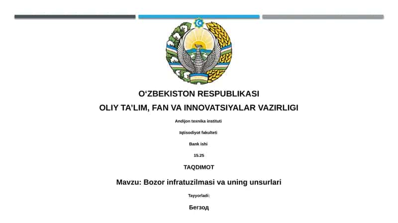 Bozor infratuzilmasi va uning unsurlari