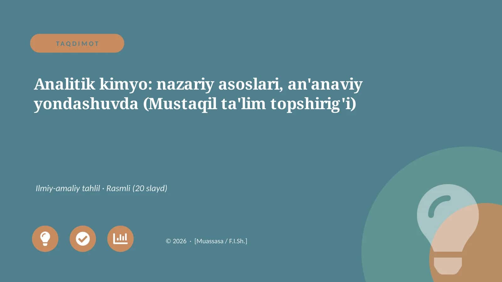 Analitik kimyo: nazariy asoslari, an'anaviy yondashuvda 1
