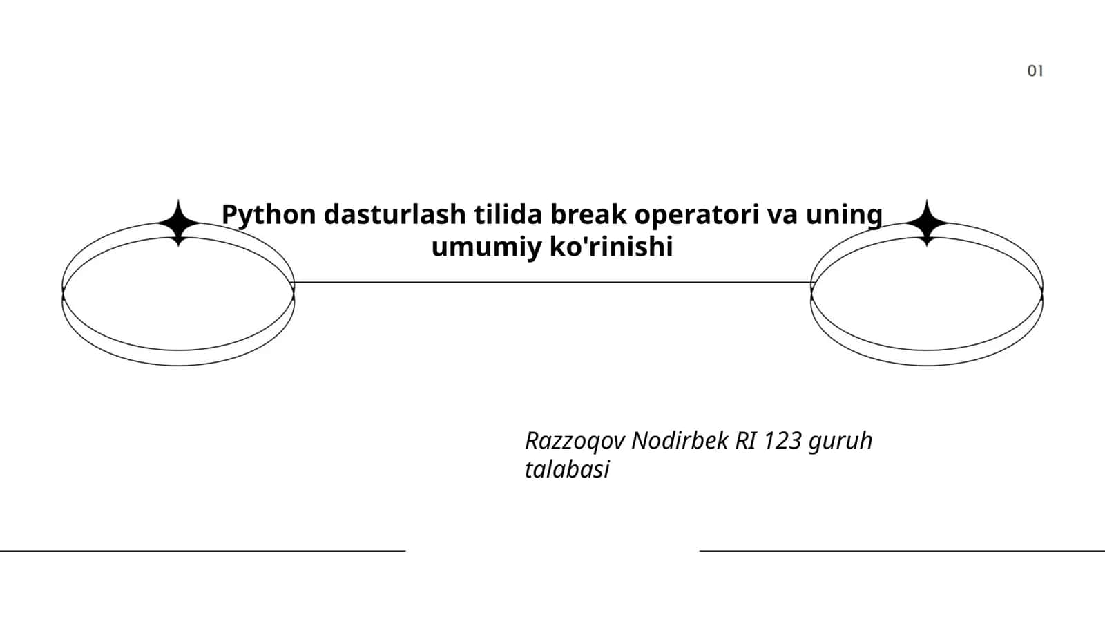 Python dasturlash tilida break operatori va uning umumiy ko'rinishi 1