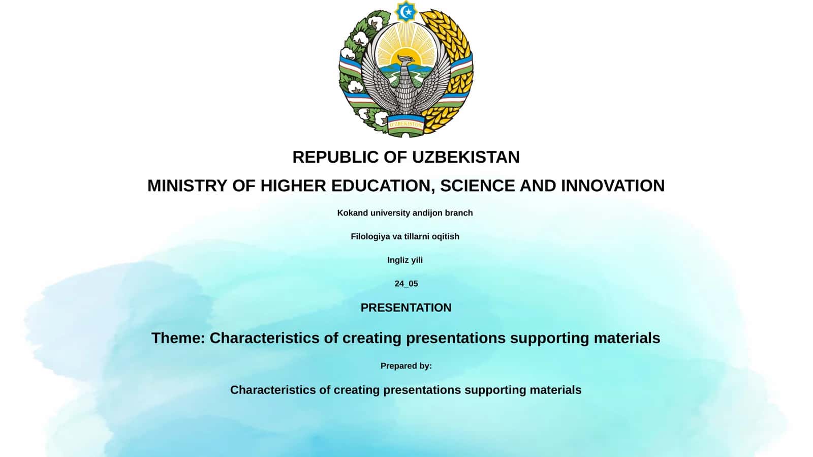 Characteristics of creating presentations supporting materials 1