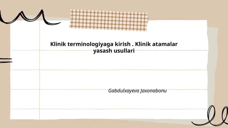Klinik terminologiyaga kirish. Klinik atamalar yasash usullari 1