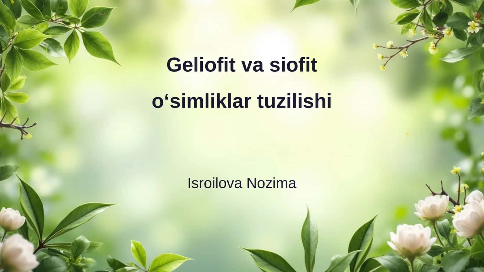 Geliofit va siofit oʻsimliklar tuzilishi 1