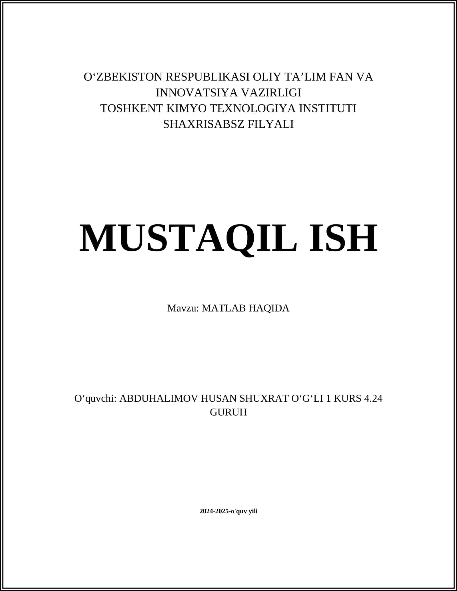 MATLAB HAQIDA 1