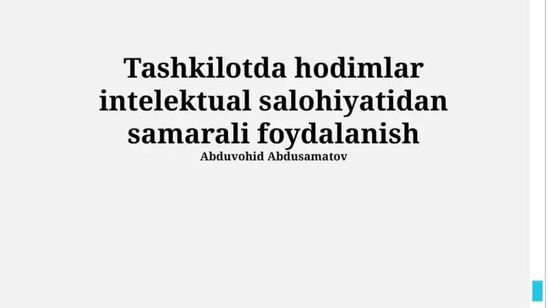 Ish Muhitiga Qulay Sharoit Yaratib Berish 1