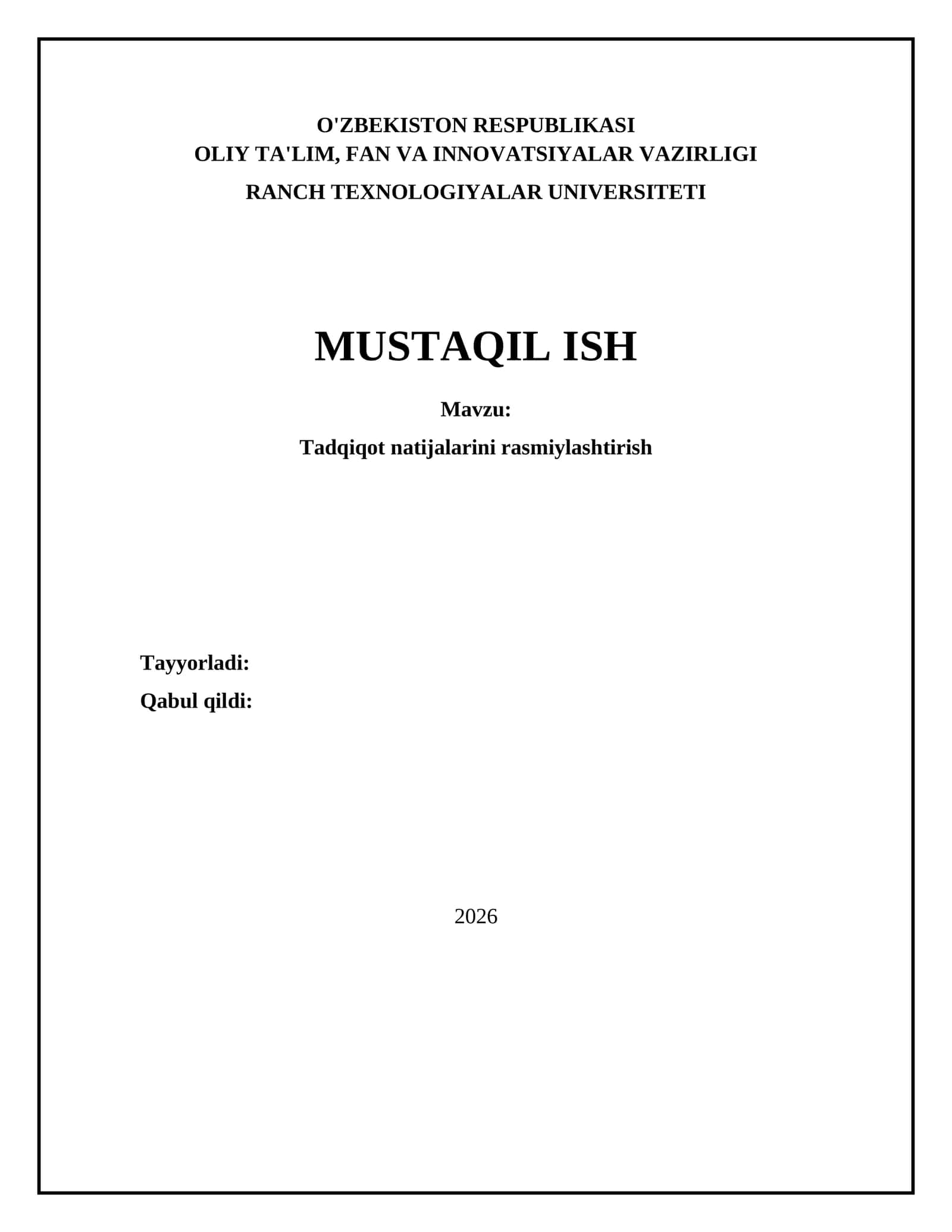 Tadqiqot natijalarini rasmiylashtirish 1