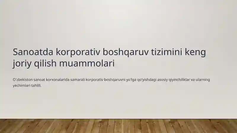 Sanoatda korporativ boshqaruv 1