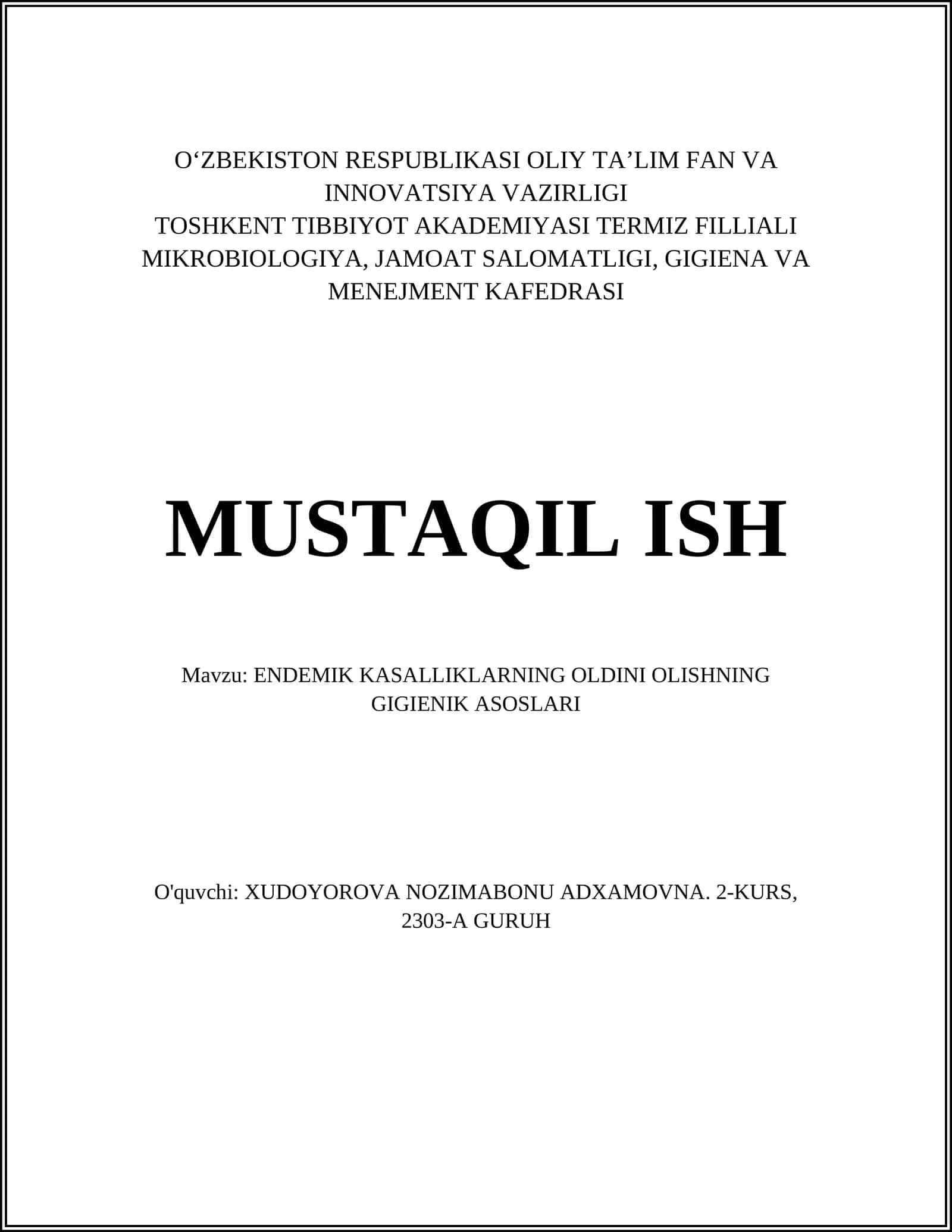 ENDEMIK KASALLIKLARNING OLDINI OLISHNING GIGIENIK ASOSLARI 1