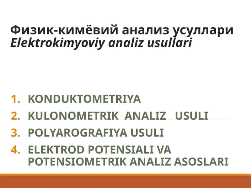 Elektrokimyoviy analiz usullari 1