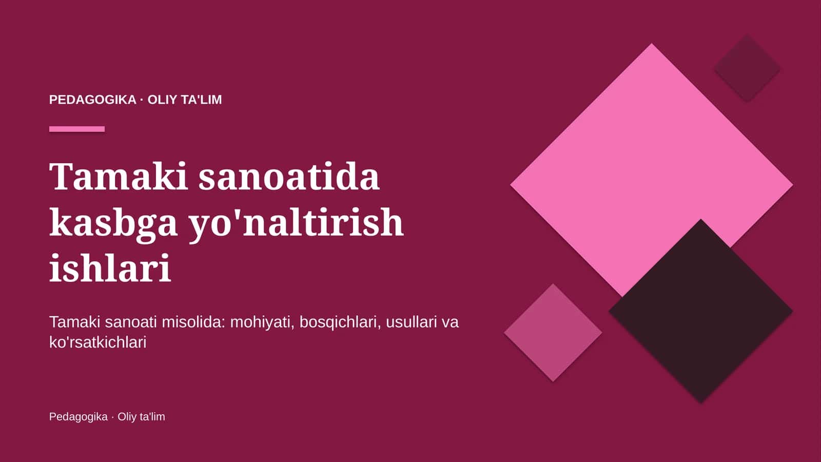 Tamaki sanoatida kasbga yo'naltirish ishlari 1