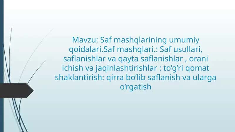 Safmashqlarining Umumiy Qoidalari 1
