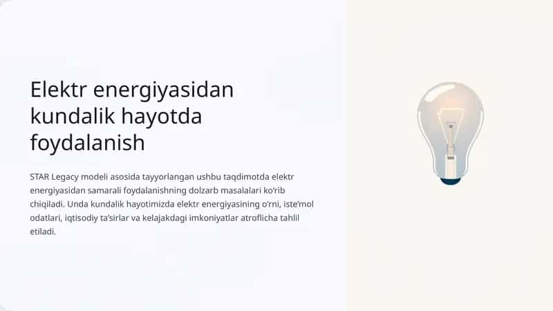 Elektr energiyasidan kundalik hayotda foydalanish 1