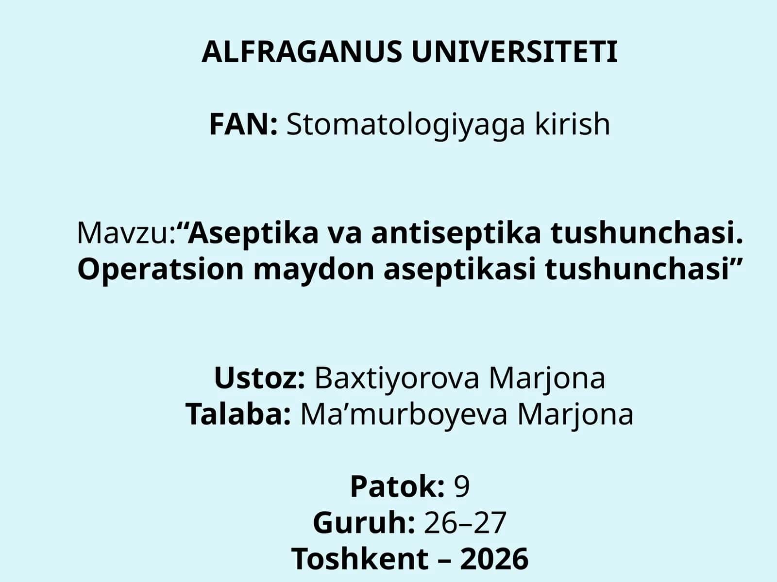 Aseptika va antiseptika tushunchasi 1