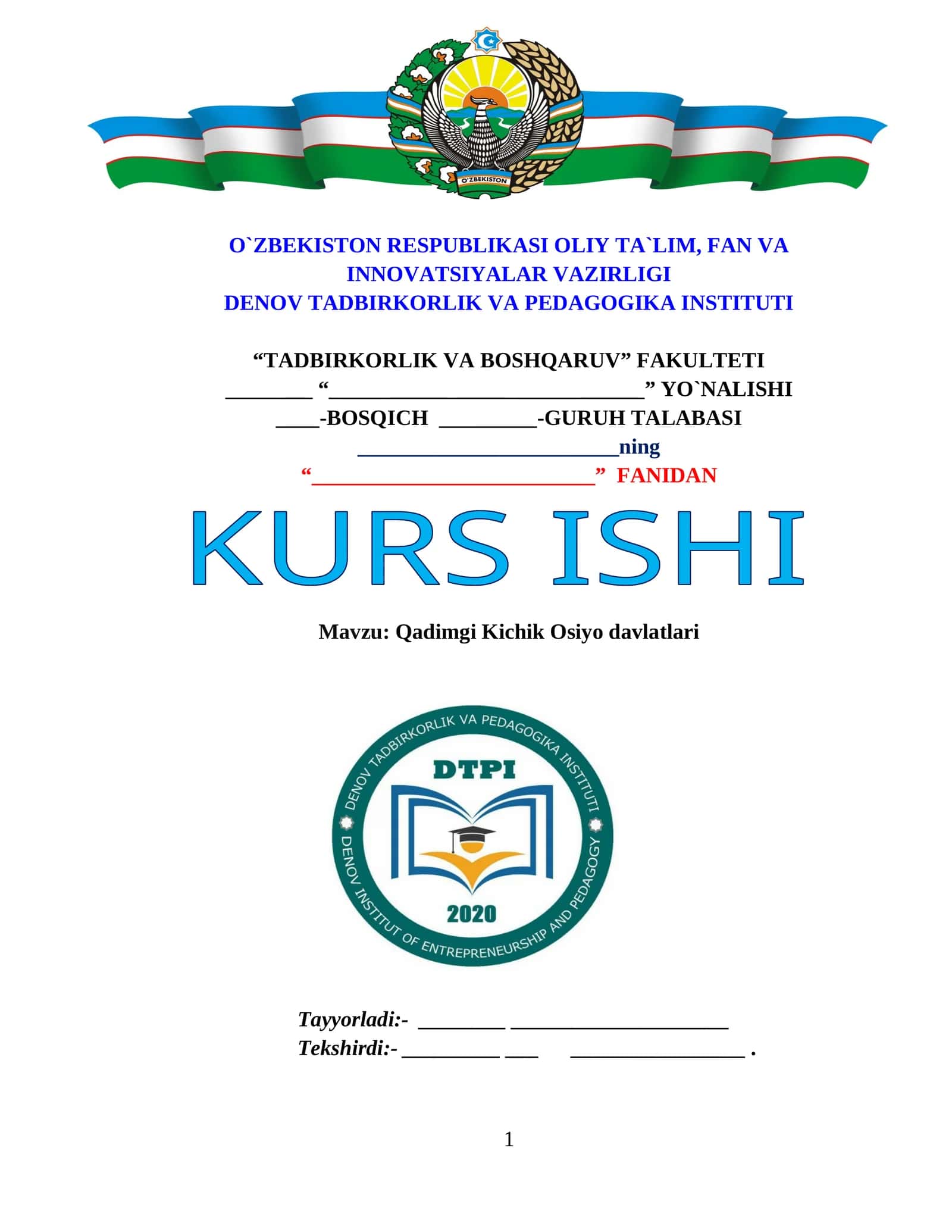 Qadimgi Kichik Osiyo davlatlari KURS ISHI 1