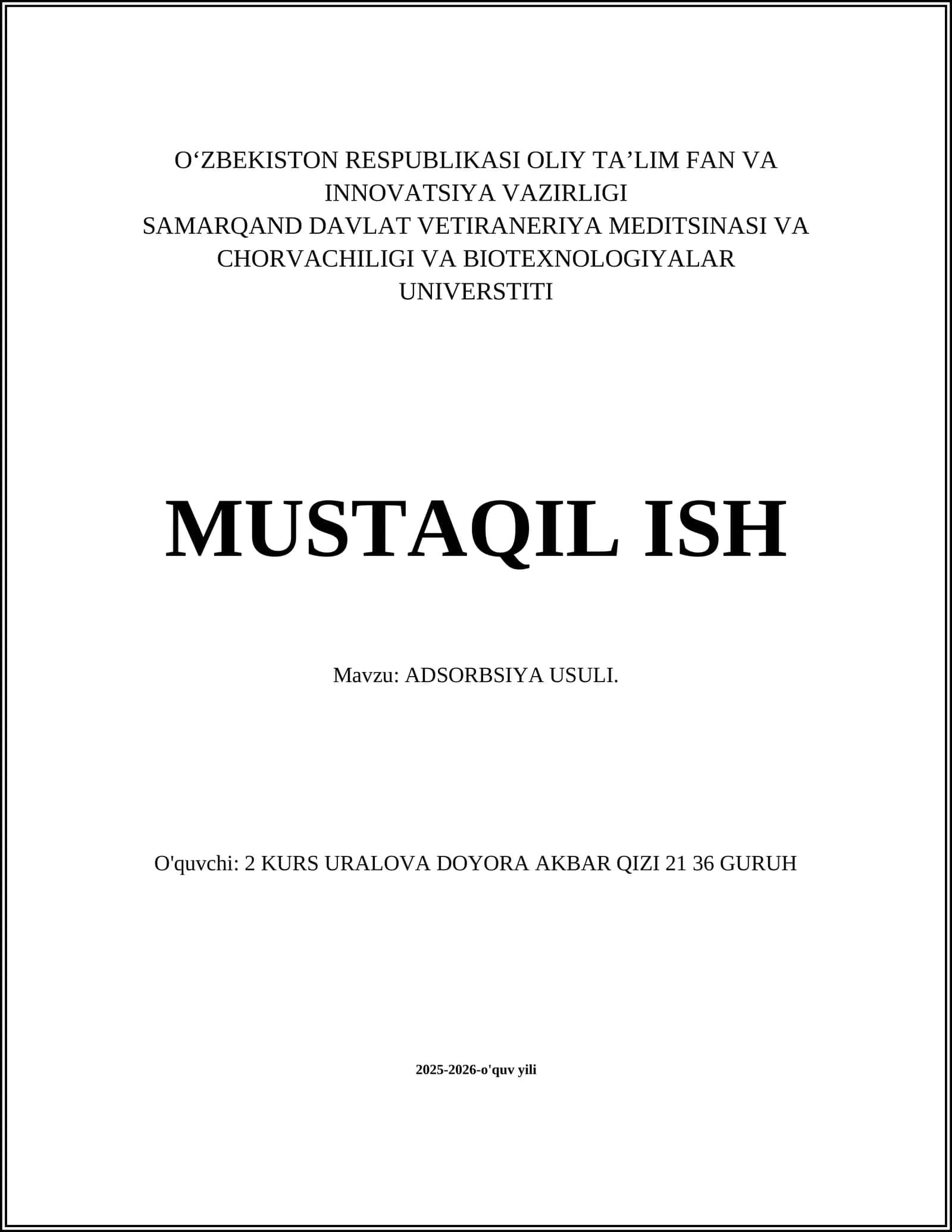 ADSORBSIYA USULI 1