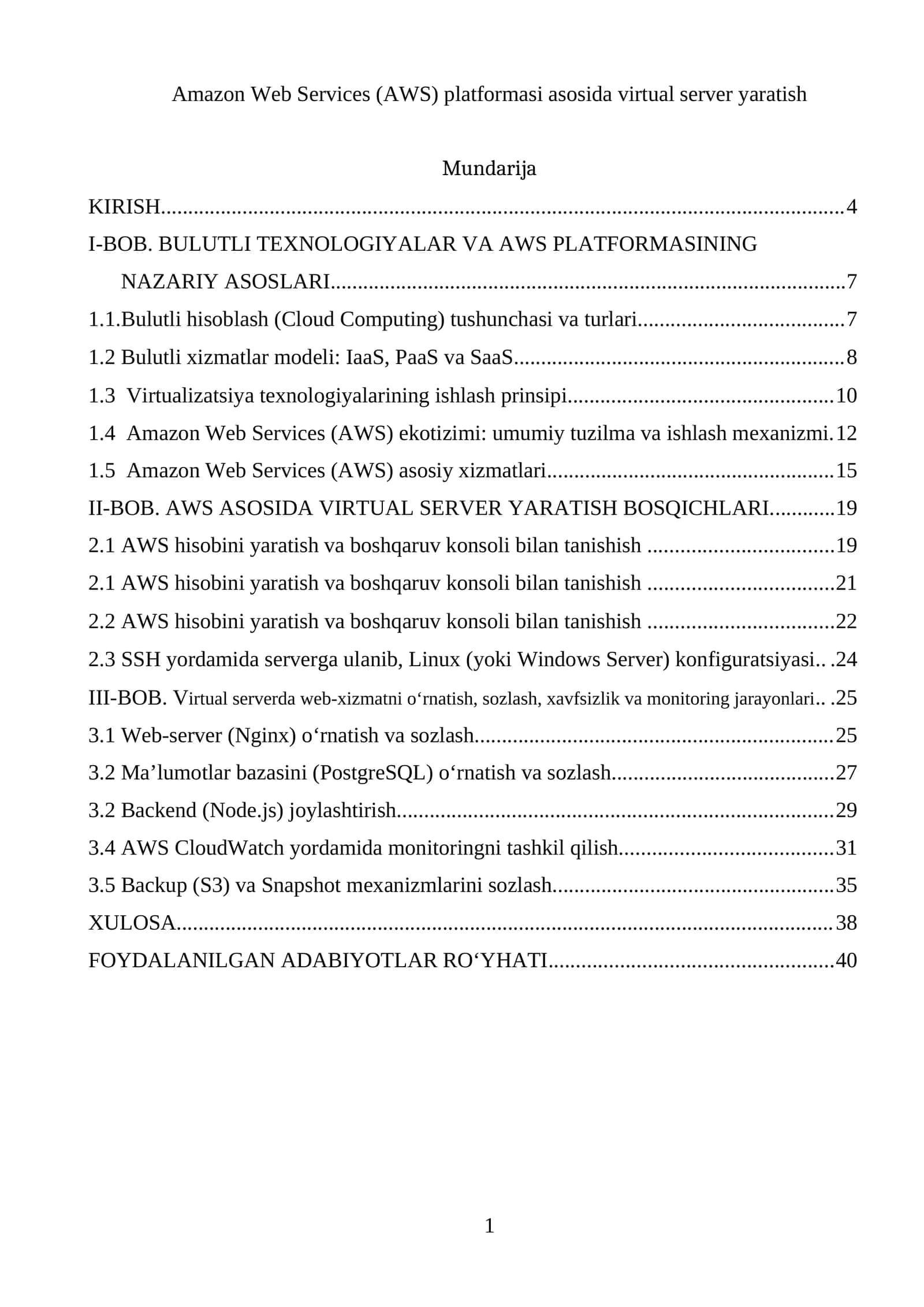 Amazon Web Services (AWS) platformasi asosida virtual server yaratish 1