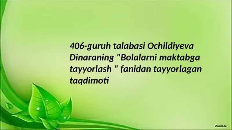 Bolalarni maktabga tayyorlash 1