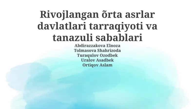 O'rta asr davlatlarining yuksalishi: asosiy omillar 1
